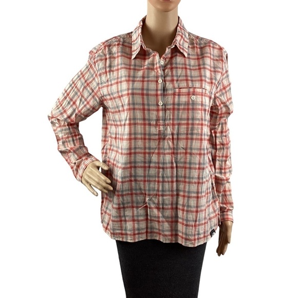 The North Face Plaid Half Button Top Size M Long Sleeve Cotton - Picture 1 of 7